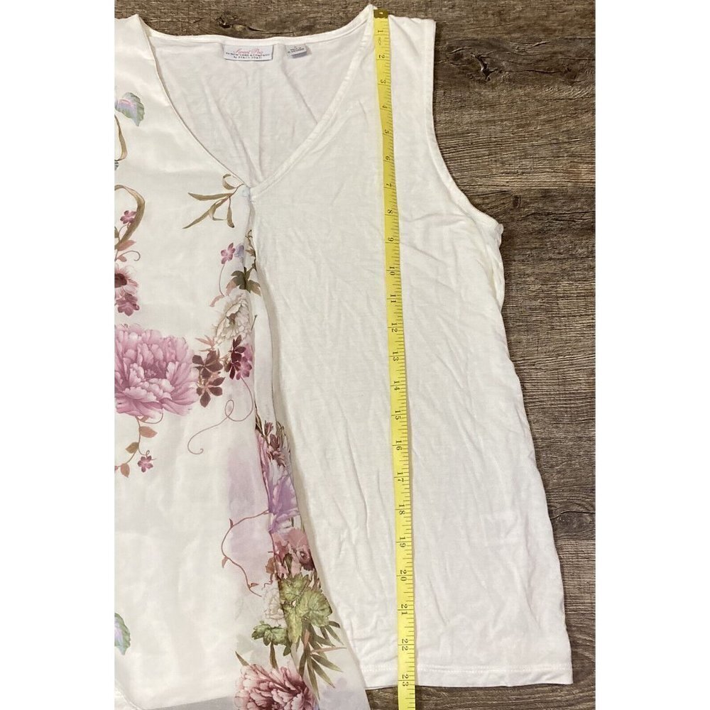 Sweet Pea Stacy Frati NY & Company Cream Floral Sleeveless Relaxed Blouse Size M - Picture 3 of 6